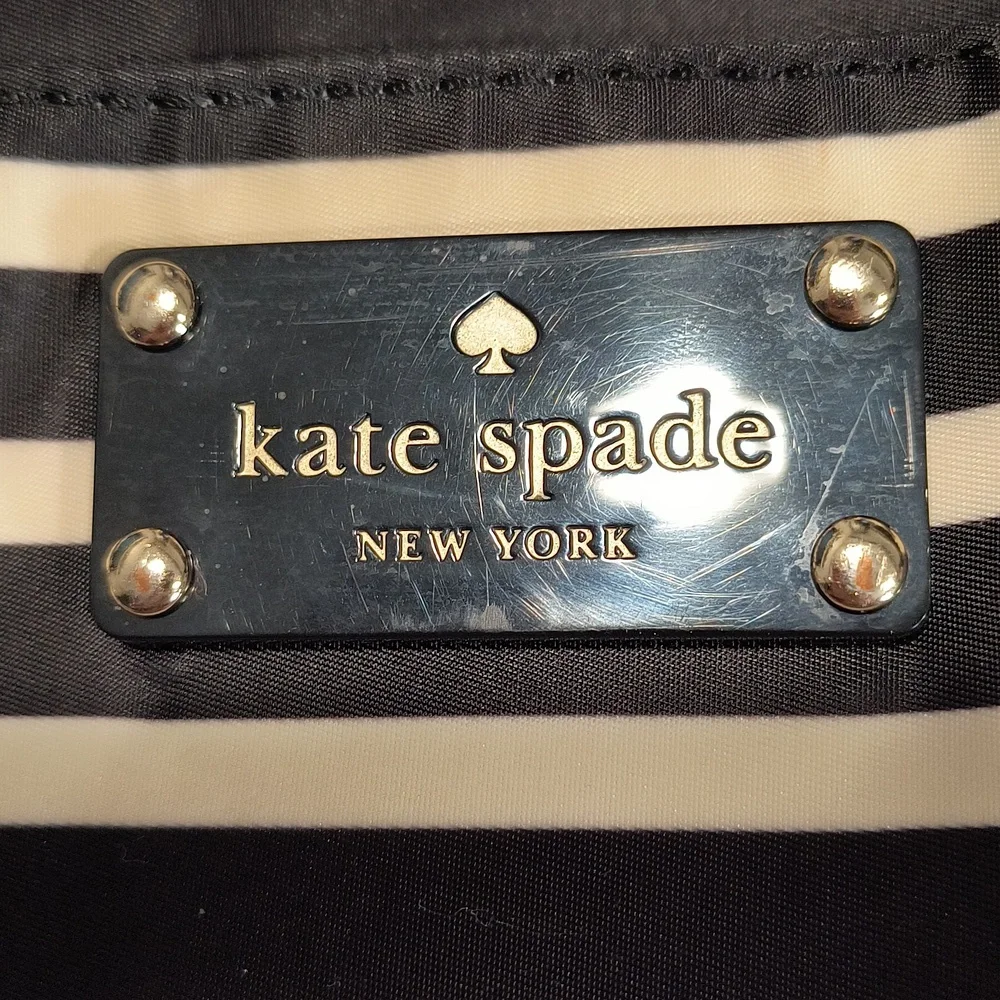 Kate Spade Striped Laptop Bag, adjustable strap, two zips, GUC, 15